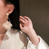 Fashion Exaggerated Crystal Fabric Flower Long Earrings Wholesale main image 5