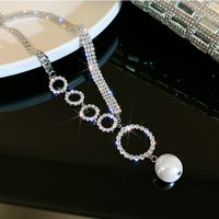 Fashion Big Ring Inlaid Pearl Lock Necklace Bone Chain Wholesale main image 4