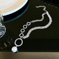 Fashion Big Ring Inlaid Pearl Lock Necklace Bone Chain Wholesale main image 5
