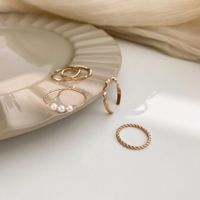 Fashion Simple Pearl Ring Retro Alloy Ring Set main image 5
