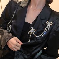 Pearl Diamond Bow Tassel Anti-glare Alloy Brooch Clothing Accessories Women main image 3