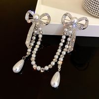 Pearl Diamond Bow Tassel Anti-glare Alloy Brooch Clothing Accessories Women main image 4