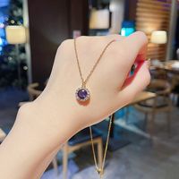 Fashion Large Zircon Pendant Necklace Female Korean Titanium Steel Clavicle Chain Wholesale sku image 3