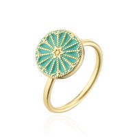 Fashion Green Dripping Oil Rotatable Ring Golden Copper Ring Wholesale sku image 1