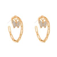 Fashion Butterfly C-shaped Geometric Inlaid Rhinestone Earrings Wholesale sku image 1