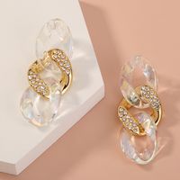 Trend Jewelry Rhinestone Inlaid Fashion Colorful Plastic Chain Earrings Wholesale sku image 1