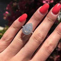 Creative New Pear-shaped Drop-shaped Copper Zircon Ring Women's Jewelry sku image 2