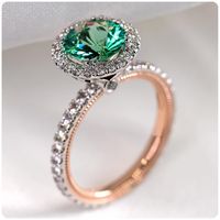 Neue Mode Kupfer Zirkon Damen Ring Versilberter Mikro Smaragd Ring sku image 1