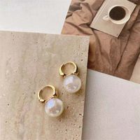 Real Gold Electroplating Mermaid Pearl Earrings Korean Long Ear Buckle Earrings sku image 25