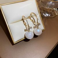 Real Gold Electroplating Mermaid Pearl Earrings Korean Long Ear Buckle Earrings sku image 53