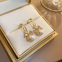 Real Gold Electroplating Mermaid Pearl Earrings Korean Long Ear Buckle Earrings sku image 36