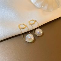 Real Gold Electroplating Mermaid Pearl Earrings Korean Long Ear Buckle Earrings sku image 42