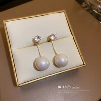 Real Gold Electroplating Mermaid Pearl Earrings Korean Long Ear Buckle Earrings sku image 9