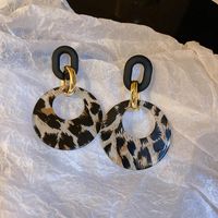Vintage Leopard Print Geometric Acrylic Circle Earrings Wholesale sku image 1