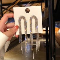 Vintage Full Rhinestone Long Tassel Earrings Wholesale sku image 2