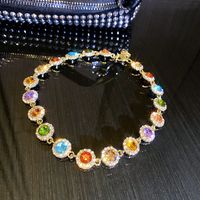 Fashion Simple Trendy Color Inlaid Rhinestone Necklace Wholesale sku image 1