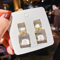 Fashion Transparent Geometric Square Crystal Earrings Wholesale sku image 1