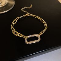 Real Gold Electroplating Geometric Hollow Micro-set Zircon Bracelet Korean Jewelry sku image 1