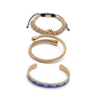 European And American Titanium Steel Jewelry Crown Roman Letter Twist Open Bracelet sku image 7