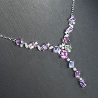 Vintage Sapphire Colorful Purple Pink Zircon Copper Tourmaline Set Necklace sku image 1