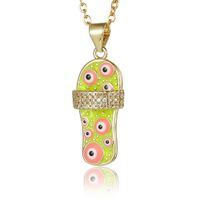 New Trendy Brand Jewelry Evil Eye Slippers Pendant Niche Oil Drop Copper Necklace sku image 1