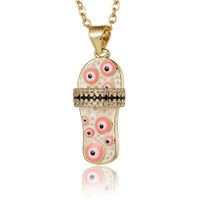 New Trendy Brand Jewelry Evil Eye Slippers Pendant Niche Oil Drop Copper Necklace sku image 3