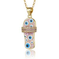 New Trendy Brand Jewelry Evil Eye Slippers Pendant Niche Oil Drop Copper Necklace sku image 4