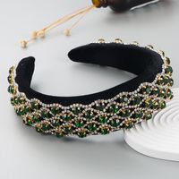 Creative New Alloy Diamond Rhinestone Glass Drill Flannel Geometric Wide-brimmed Headband Female sku image 2