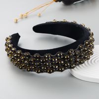 Diadema De Ala Ancha Geométrica De Franela Con Taladro De Cristal De Diamantes De Imitación De Diamante De Aleación Nueva Creativa Para Mujer sku image 5