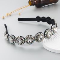Fashion Simple Flannel Inlaid Pearl Color Rhinestone Flower Headband Baroque Retro Headband sku image 1
