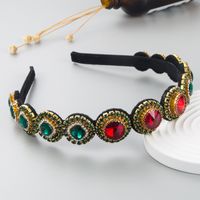 Fashion Simple Flannel Inlaid Pearl Color Rhinestone Flower Headband Baroque Retro Headband sku image 4