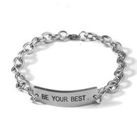 Titanium Steel Square Curved Brand Men's Bracelet Simple Lettering Hand Jewelry sku image 4