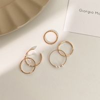 Fashion Simple Pearl Ring Retro Alloy Ring Set sku image 5