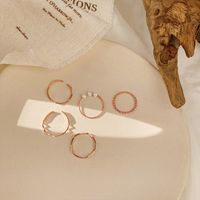 Fashion Simple Pearl Ring Retro Alloy Ring Set sku image 10