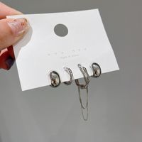 Simple Irregular Metal Chain Ear Bone Clip Earrings Four-piece Set Wholesale sku image 1