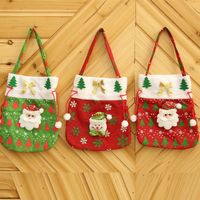 Weihnachts Geschenk Tasche Kreative Glückliche Aufkleber Blume Einkaufstasche Süßigkeiten Tasche Weihnachts Stoff Rote Einkaufstasche Geschenkt Asche sku image 1