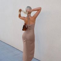 Vestido Corto De Color Sólido Con Cordones Y Espalda Abierta Para Mujer De Primavera 2022 main image 6