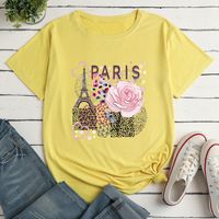 Eiffel Tower Flower Print Ladies Loose Casual T-shirt main image 4