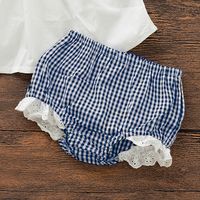 Verano Bebé Blanco Fly-sleeve Top Lace Plaid Shorts Estampado Plaid Hat main image 6