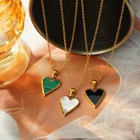 Heart Female Design Enamel Pendant Retro Fashion Simple Clavicle Metal Necklace main image 3
