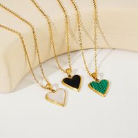 Heart Shaped Enamel Fashion Retro Pendant Simple Titanium Steel Clavicle Necklace main image 1