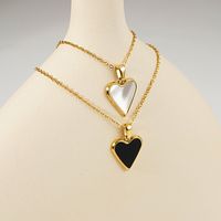 Heart Shaped Enamel Fashion Retro Pendant Simple Titanium Steel Clavicle Necklace main image 3