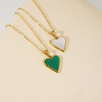 Heart Shaped Enamel Fashion Retro Pendant Simple Titanium Steel Clavicle Necklace main image 4