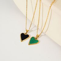 Heart Shaped Enamel Fashion Retro Pendant Simple Titanium Steel Clavicle Necklace main image 5