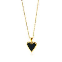 Heart Shaped Enamel Fashion Retro Pendant Simple Titanium Steel Clavicle Necklace main image 6