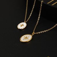 Retro Necklace Female Round Card Stacking Pendant Titanium Steel Clavicle Chain main image 5