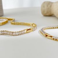 Zircon Chain Bracelet Buckle Furnace Real Gold Electroplating Stainless Steel Necklace main image 4