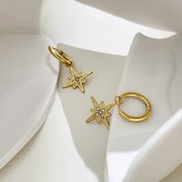 Pendientes De Acero Inoxidable Con Diseño De Estrella Octogonal Y Sol De Diamantes De Imitación Al Por Mayor main image 3