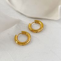 Simple Geometric Ring Women's Ear Buckle Stainless Steel Diamond Earrings Women main image 5