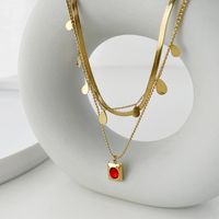 2022 New Three-layer Water Drop Snake Bone Ball Bead Stainless Steel Necklace Female main image 1